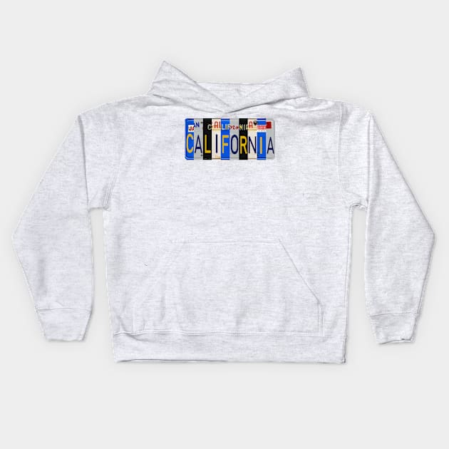 California License Plates Kids Hoodie by stermitkermit